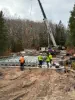 Box Beam Bridge Construction with Crane Truck