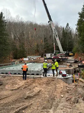 Box Beam Bridge Construction with Crane Truck